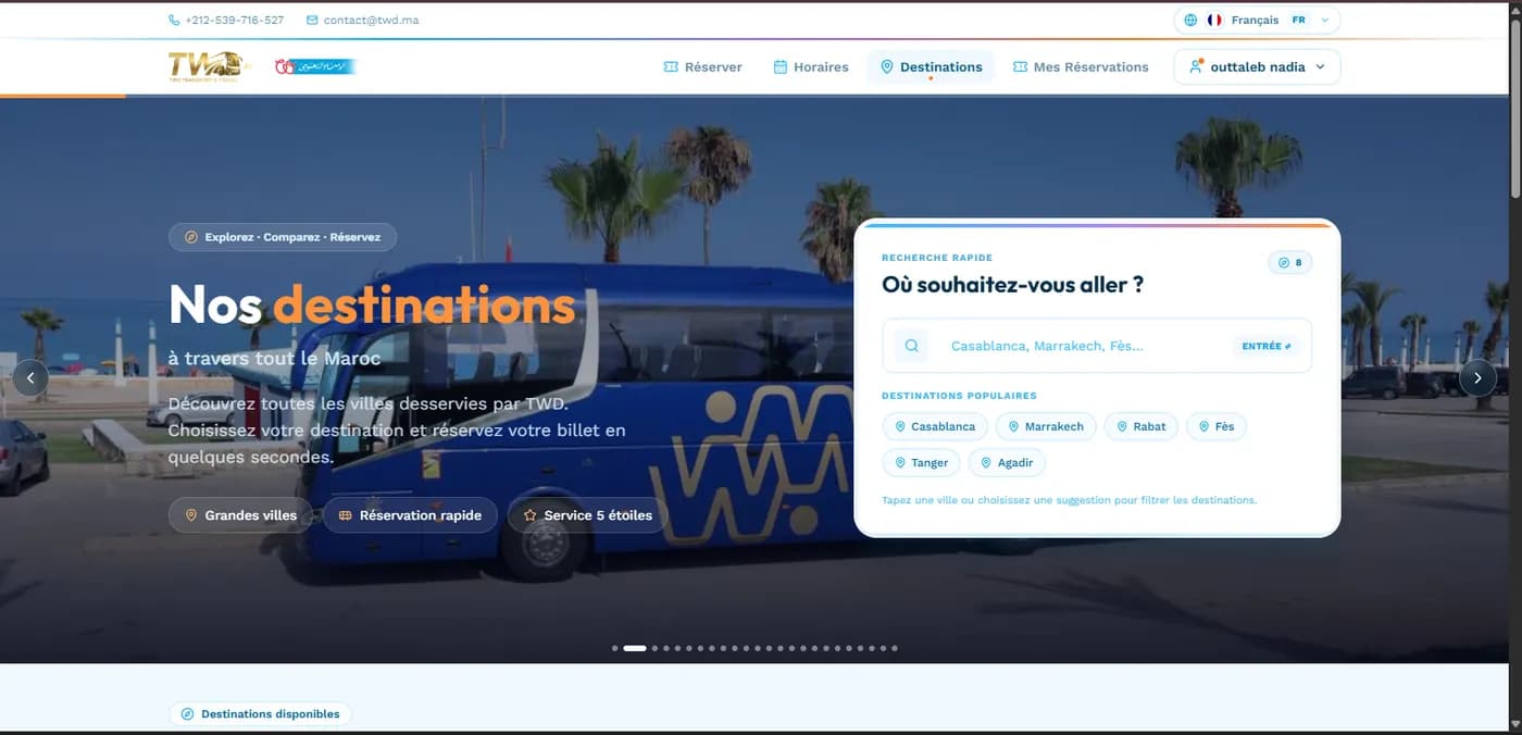 Plateforme de billetterie autocar en ligne au Maroc - Reservation flow